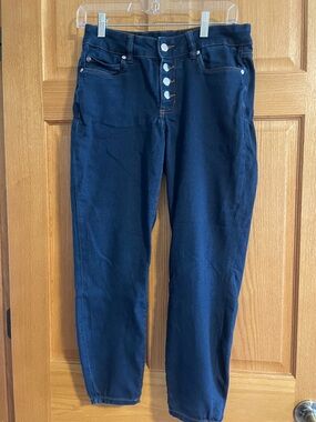 Tahari Women's Straight-Leg Jeans in Dark Blue with Button-Fly